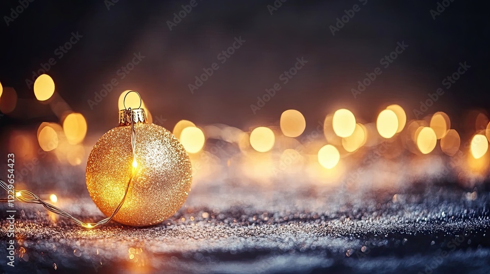 Aufkleber soft golden lights form a bokeh effect on a rich dark backdrop, infusing the atmosphere with eleganc