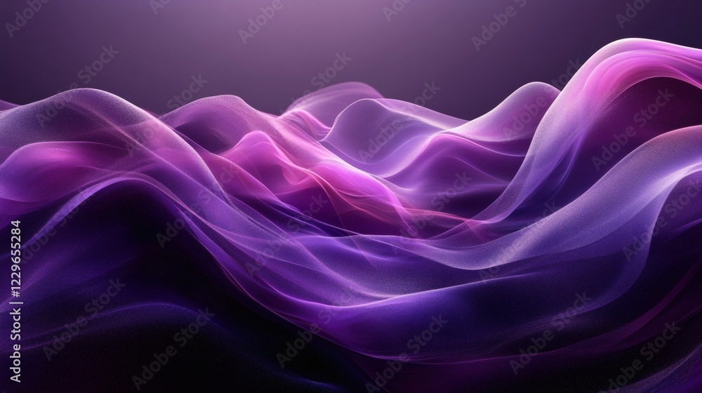 Poster dark purple black abstract background with a smooth wave flow and grainy noise texture creating a dr