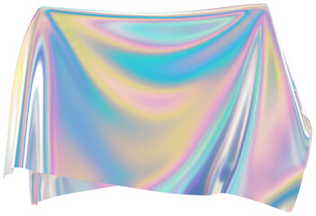 3d holographic shape, iridescent chrome fluid abstract form
