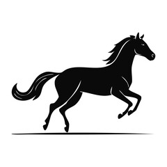 Silhouettes of Horse running Position, Running Horse Silhouette - Full Pose Side View Vector Illustration with Transparent Background