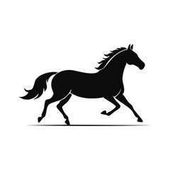 Silhouettes of Horse running Position, Running Horse Silhouette - Full Pose Side View Vector Illustration with Transparent Background