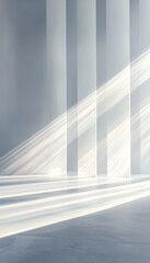Obraz premium White Wall Background With Soft Light Streaks And Shadows, Minimal Interior Banner Template