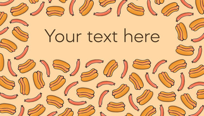 an empty frame with hot dogs. a frame for fast food advertising. a frame of hot dogs. a template for flyers. fast food. a hot dog. fast food. vector. order a discounted lunch.