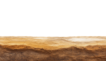 Textured brown soil ground surface on a transparent background, showcasing a natural earthy terrain for product placement or landscape design Concept of nature, agriculture, and geology