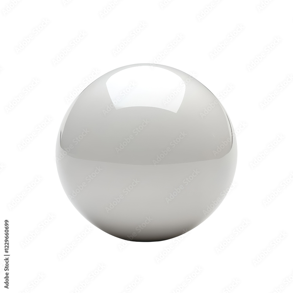 Poster shiny white sphere with a smooth surface and glossy reflection, perfect for design use., isolated on