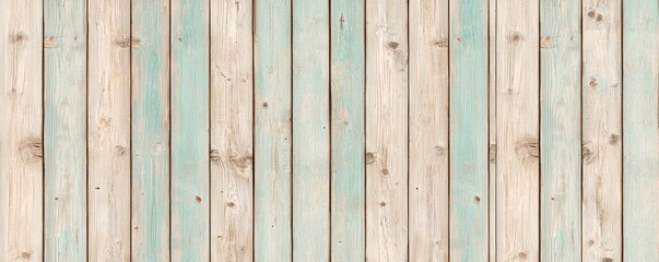 Obraz premium Rustic Weathered Light Beige and Teal Blue Painted Wooden Planks Background Texture