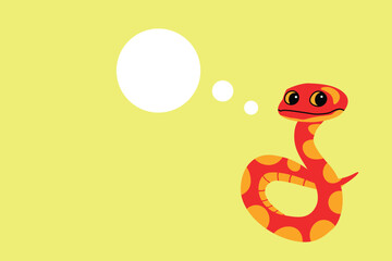  Snake with a Thought Bubble on a Yellow Background