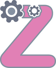 uppercase z alphabet robot gear font