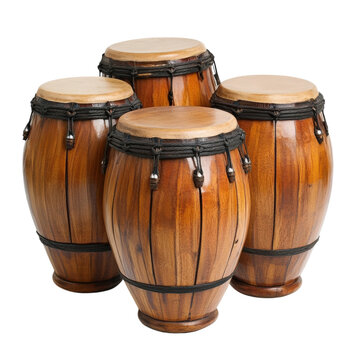 Vibrant Conga Drums Musical Trio on transparent background.