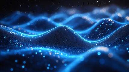 Digital blue wave effects glowing neon gradients and geometric patterns creating a sleek futuristic abstract background