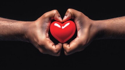 Obraz premium Person holding a red heart in their hands symbolizing love and compassion