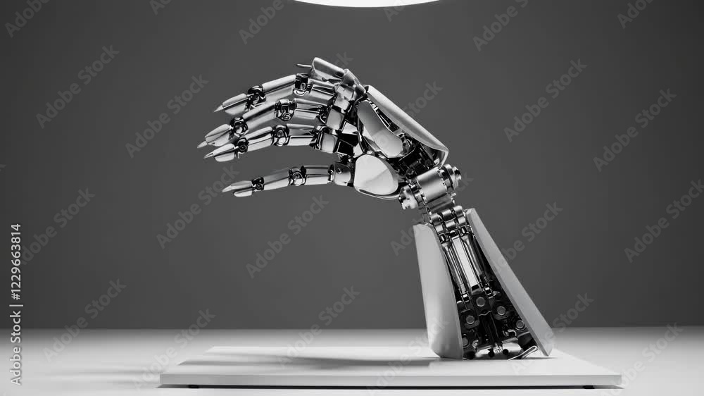 Leinwandbilder futuristic robotic hand showcases advanced design and technology in modern workshop setting