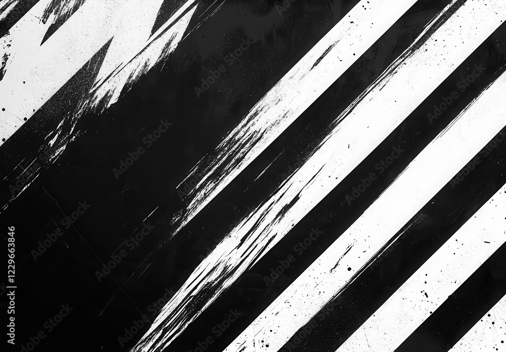 Poster abstract black and white patterns with diagonal stripes, showcasing bold artistic expression and mod