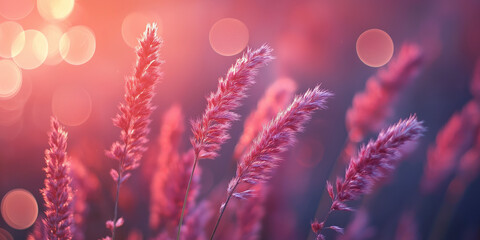 Sunset serenity pink grass blooming in nature outdoor scenic view tranquil environment capturing natural beauty