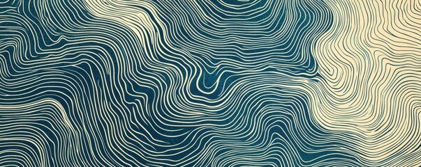 Fototapeta premium Abstract Teal and Beige Swirling Lines Background Texture Design