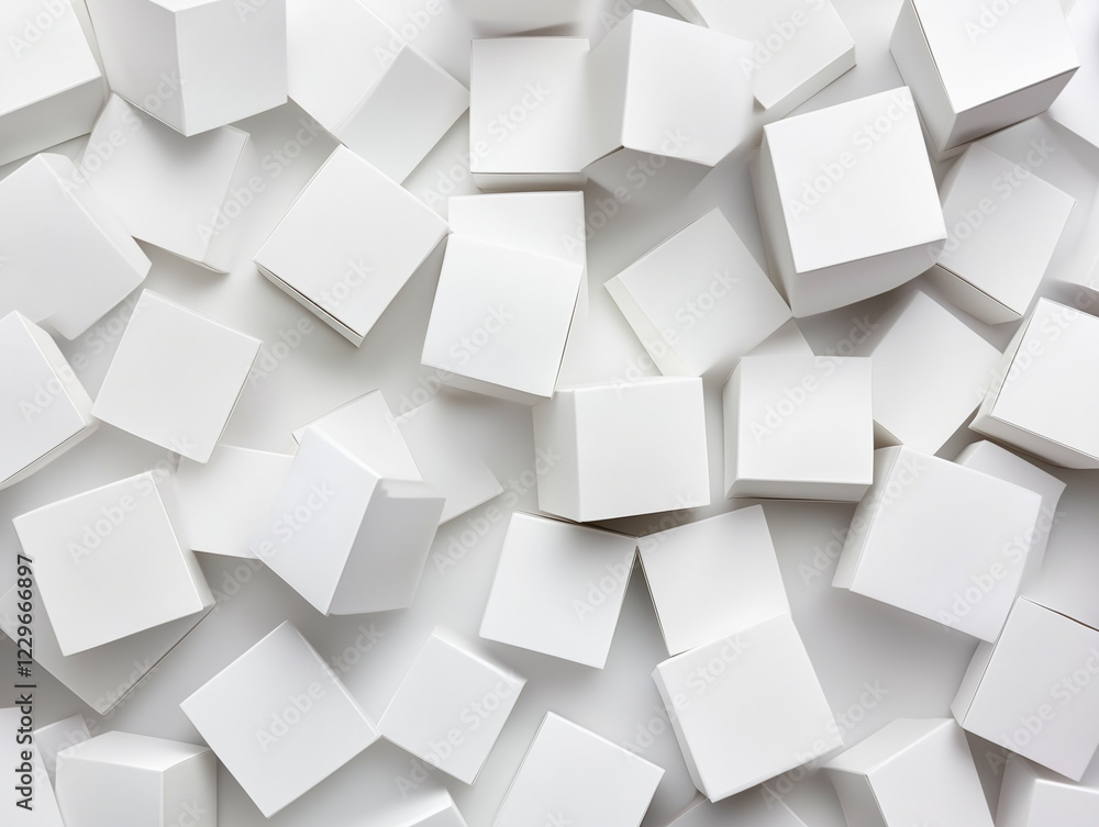 Poster random shifted white cube boxes block background wallpaper banner with copy space