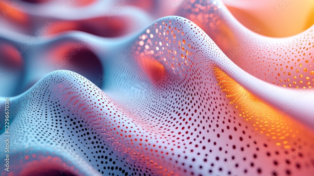 Poster dynamic abstract art design 3d elements and smooth gradients featuring intricate patterns and a futu
