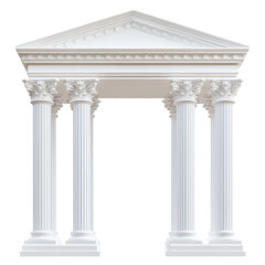 Obraz premium White Columned Structure Design on transparent background.