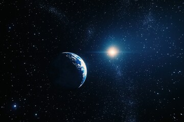 The blue planet in the Solar system. Stars and galaxies.