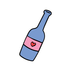 wine valentine doodle illustration hand drawn