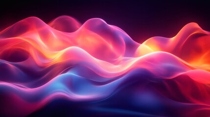 Obraz premium Dynamic neon wave background abstract 3D shapes and flowing glass elements forming a visually striking art design
