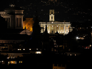 Rome night view cityscape from Castel Sant'Angelo Castle
