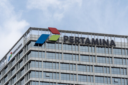 Jakarta, Indonesia - January 23, 2025: Pertamina office building in Jakarta, Indonesia. PT Pertamina (Persero) is a state-owned integrated energy company.