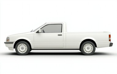Fototapeta premium White pickup truck studio shot, side view, blank background, for mockups