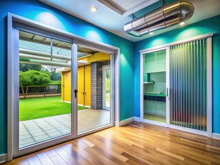 Obraz premium Home Renovation: Sliding Glass Door & Ventilation System Before Painting