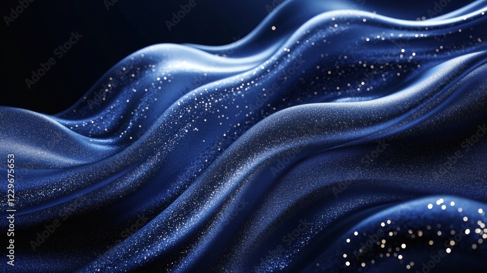 Poster elegant abstract background a combination of deep blue and silver waves featuring a grainy texture a