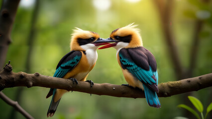 Fototapeta premium Pair of Kookaburras in the Forest