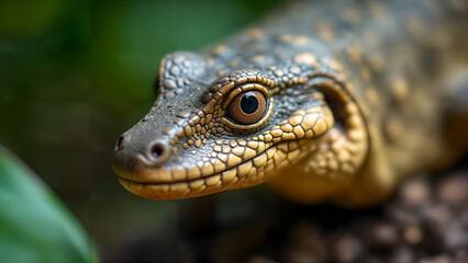 Fototapeta premium Borneo Earless Monitor Lizard Close-Up