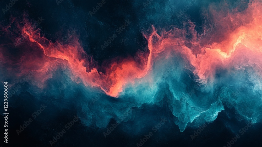 Poster elegant combination of dark teal soft coral with a smooth grainy texture and noise effect creating a
