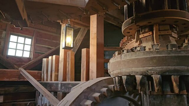 Rotating gears inside windmill 