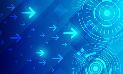blue lines circuit with arrow cyberspace high technology networking abstract background