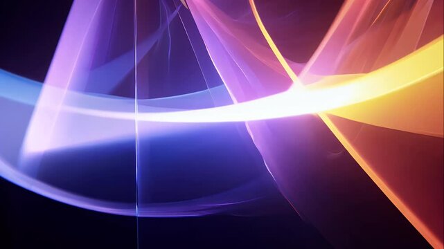 superposition of reflections of color gradient waves on a black background.
