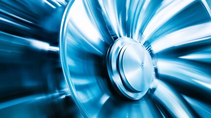 High-speed motion blur effect on a spinning turbine rotor, dynamic energy theme, clean commercial stock image.