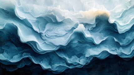 Obraz premium Flowing abstract waves pastel blue and dark green with a grainy texture and noise effect ideal for a calm and modern header or wallpaper design