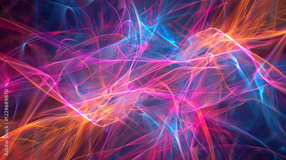 Poster Abstract background with colorful glowing waves.