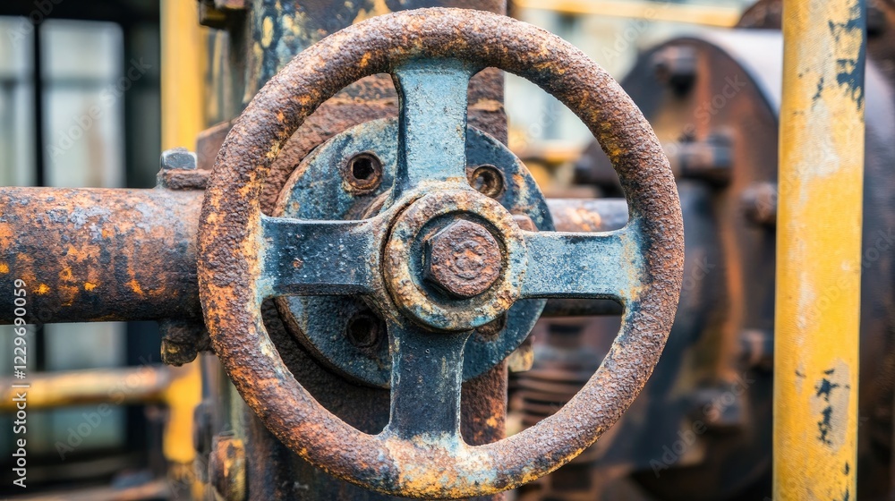 Poster a close-up of a rusted industrial surface with corrosion, offering intricate patterns of rust for a 