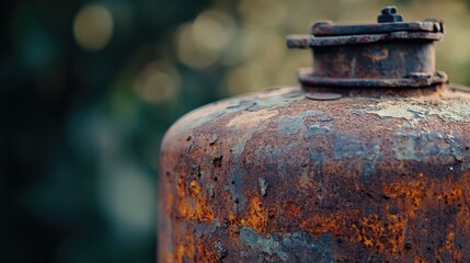 Fototapeta premium A close-up of a rusted metal object with intricate rust patterns, adding texture and a sense of age to the scene, perfect for a vintage industrial backdrop.