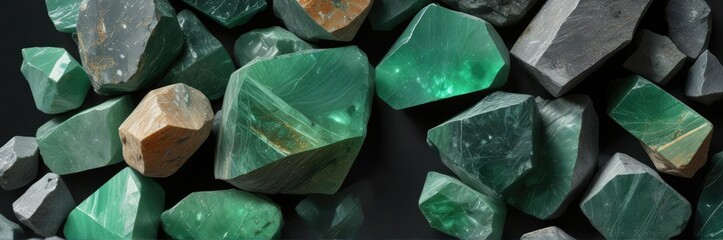 Naklejka premium Aventurine stone isolated on a black background with a subtle holographic effect , luxury, premium, futuristic