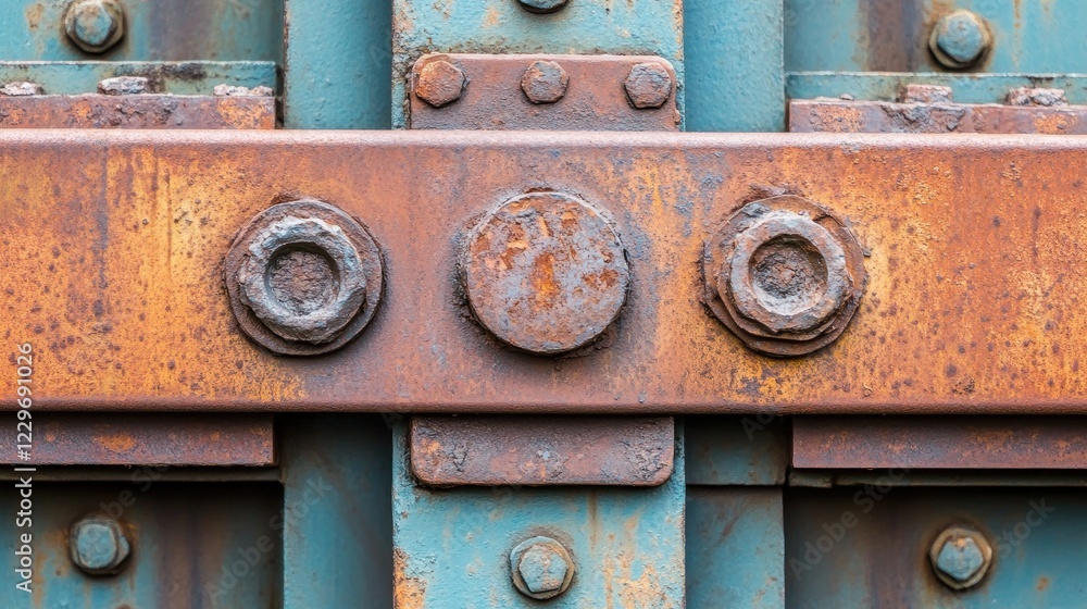 Aufkleber a close-up of oxidized metal with distinct rust formations and wear marks, ideal for creating a weat