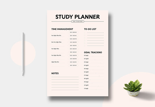 Study Planner Template Layout