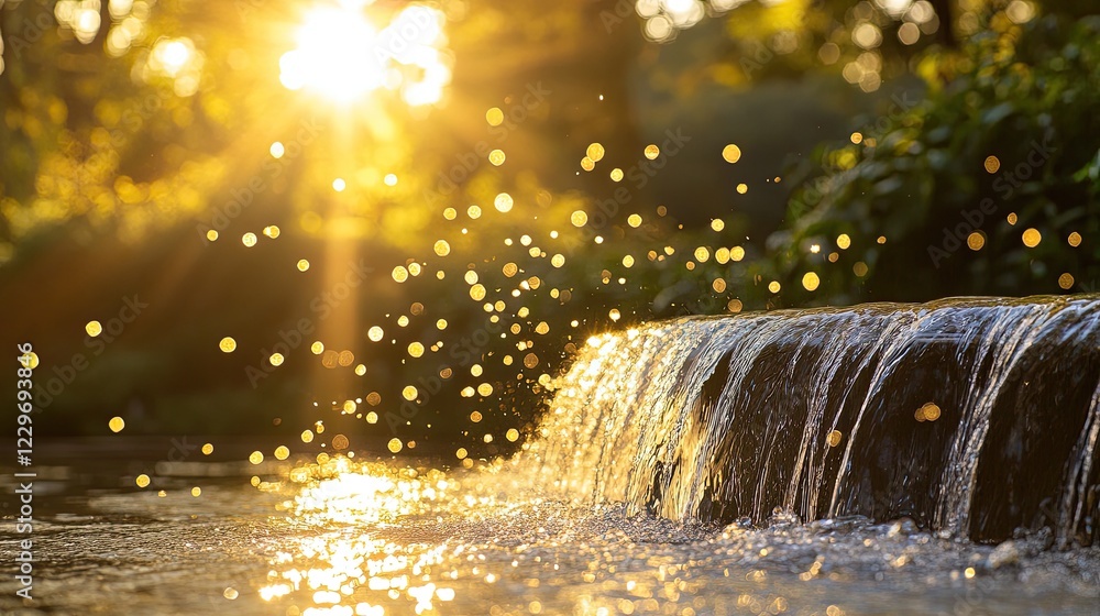 Poster a gentle cascade of sparkling crystals on a smooth surface, their light reflections creating an eleg