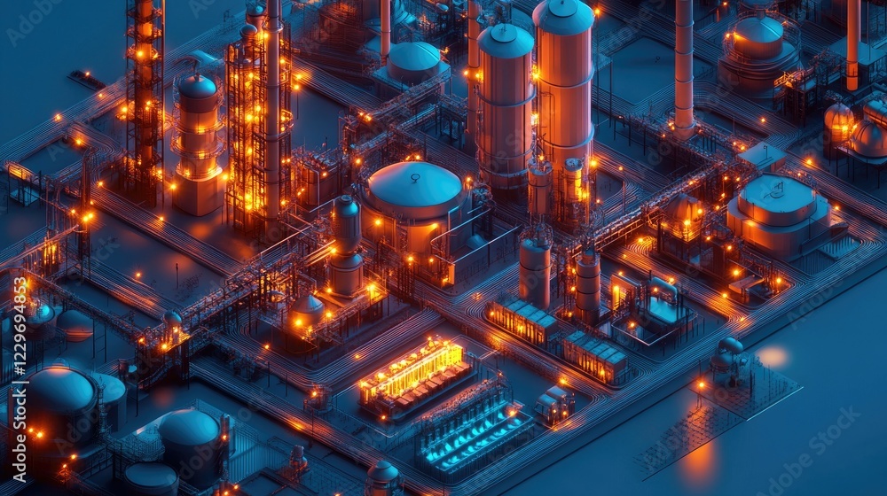 Poster a high-tech industrial concept with machine learning visualization, deep data processing, and neon i