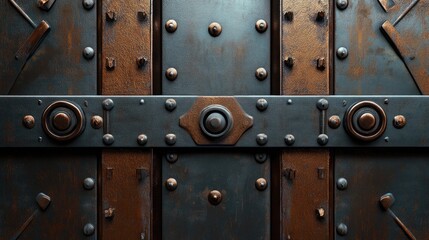 Fototapeta premium A metal surface with brown rust and oxidation marks, offering a vintage, industrial feel with rich textures and surface detail