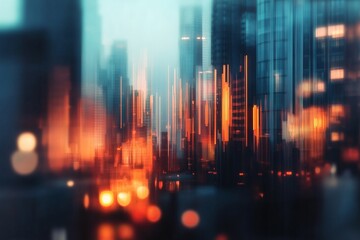 Fototapeta premium Abstract Urban Skyline with Vibrant Neon Lights and Futuristic Architecture