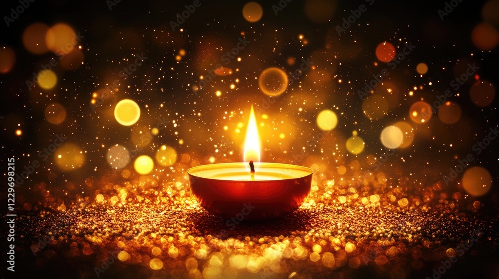 Poster a softly glowing candlelight bokeh effect with warm golden tones, creating a cozy and elegant backgr
