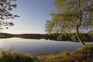 Lake in the evening, reflections, Juuma, Finland, Europe